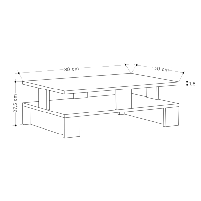 Стол журнальный MANSU COFFEE TABLE WHITE WHITE WHITE 80X50X28 СМ. (LEV00050)