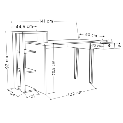 Стол письменный LOYD STUDY TABLE OAK OAK ANTHRACITE 141X60X92 СМ. (LEV00180)