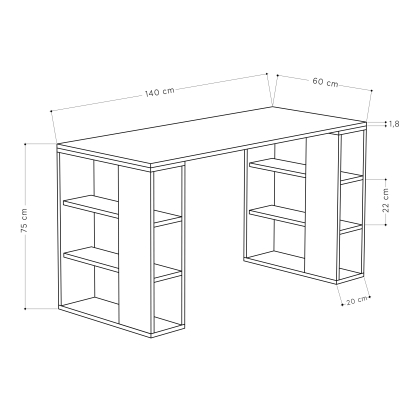 Стол письменный COLMAR WORKING TABLE WHITE WHITE WHITE 140X60X75 СМ. (LEV00186)