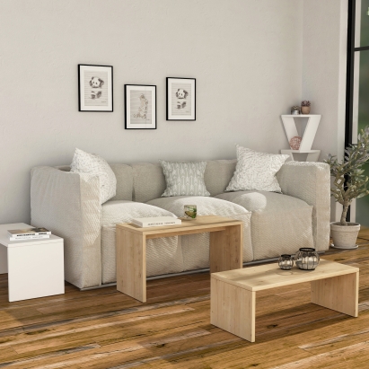 Стол журнальный KANTA COFFEE TABLE OAK WHITE OAK 65X30X39 СМ. (LEV00048)