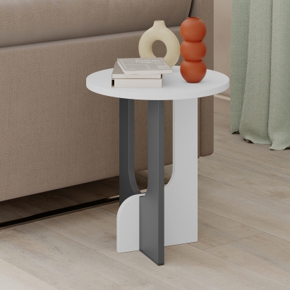 Стол журнальный LUNA SIDE TABLE WHITE WHITE ANTHRACITE 40X40X47 СМ. (LEV00171)