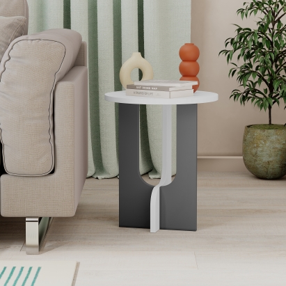 Стол журнальный LUNA SIDE TABLE WHITE WHITE ANTHRACITE 40X40X47 СМ. (LEV00171)