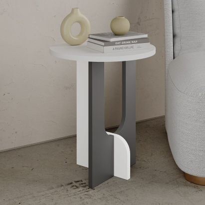 Стол журнальный LUNA SIDE TABLE WHITE WHITE ANTHRACITE 40X40X47 СМ. (LEV00171)