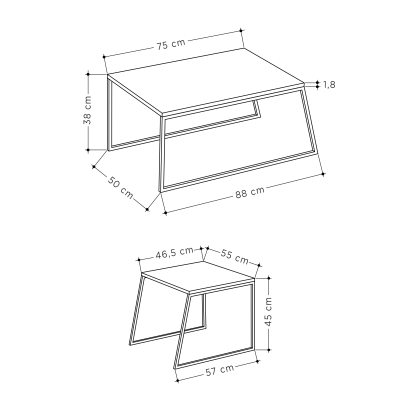 Стол журнальный PAL COFFEE TABLE OAK OAK  88X50X38 СМ. (LEV00061)