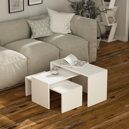 Стол журнальный KANTA COFFEE TABLE WHITE WHITE WHITE 65X30X39 СМ. (LEV00040)