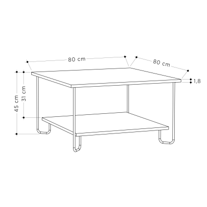 Стол журнальный MARBO COFFEE TABLE OAK OAK  80X80X45 СМ. (LEV00071)