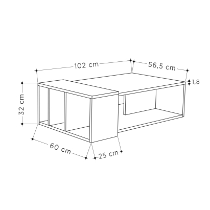 Стол журнальный ANITA COFFEE TABLE WHITE ANCIENT WHITE ANCIENT WHITE 102X60X32 СМ. (LEV00026)