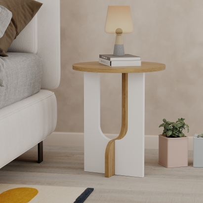 Стол журнальный LUNA SIDE TABLE OAK OAK WHITE 40X40X47 СМ. (LEV00172)