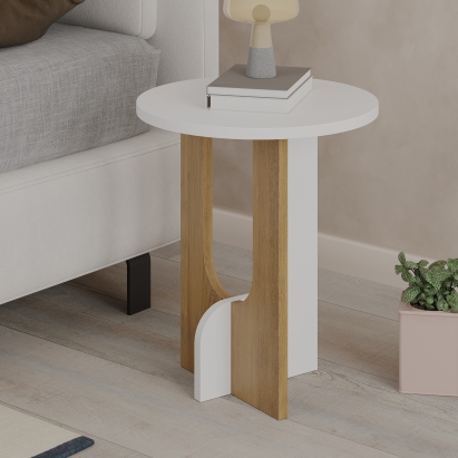 Стол журнальный LUNA SIDE TABLE WHITE WHITE OAK 40X40X47 СМ. (LEV00170)