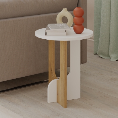 Стол журнальный LUNA SIDE TABLE WHITE WHITE OAK 40X40X47 СМ. (LEV00170)