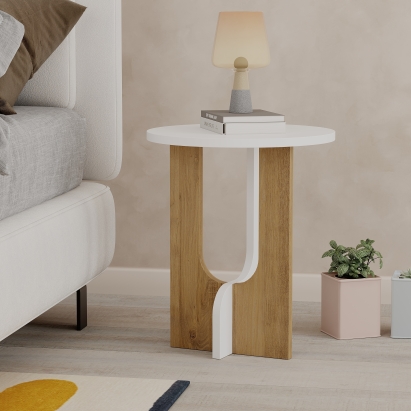 Стол журнальный LUNA SIDE TABLE WHITE WHITE OAK 40X40X47 СМ. (LEV00170)