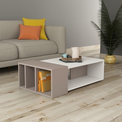 Стол журнальный ANITA COFFEE TABLE WHITE LIGHT MOCHA LIGHT MOCHA 102X60X32 СМ. (LEV00027)