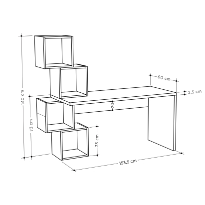 Стол письменный BALANCE WORKING TABLE WHITE WHITE  153,5X60X140 СМ. (LEV00217)