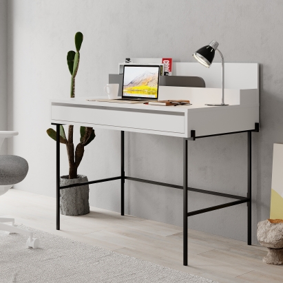 Стол письменный LEILA WORKING TABLE WHITE WHITE ANTHRACITE 110X60X101 СМ. (LEV00208)