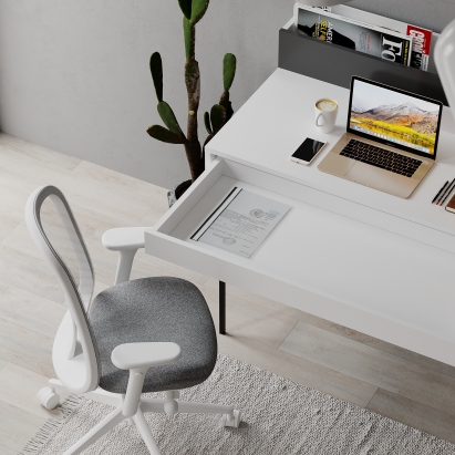 Стол письменный LEILA WORKING TABLE WHITE WHITE ANTHRACITE 110X60X101 СМ. (LEV00208)