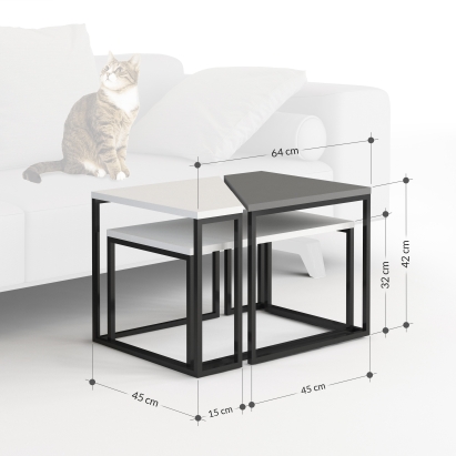 Стол журнальный OHLADY COFFEE TABLE ANTHRACITE WHITE  62X45X42 СМ. (LEV00077)