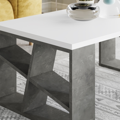 Стол журнальный HONEY COFFEE TABLE RETRO GREY WHITE  105X60X40 СМ. (LEV00090)