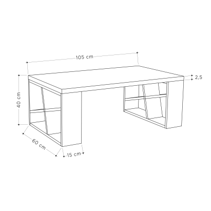 Стол журнальный HONEY COFFEE TABLE OAK WHITE  105X60X40 СМ. (LEV00035)