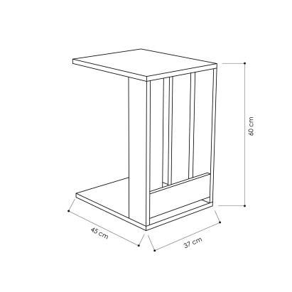 Стол приставной EDI SIDE TABLE ANTHRACITE ANTHRACITE ANTHRACITE 37X45X60 СМ. (LEV00128)