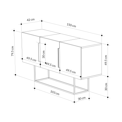 Комод TONTINI CONSOLE LIGHT MOCHA RETRO GRAY WHITE 150X42X80 СМ. (LEV00230)