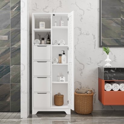 Шкаф напольный YADA MAXI MULTIPURPOSE CABINET WHITE WHITE 65X30X173 СМ. (LEV00285)