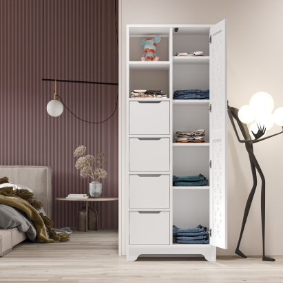 Шкаф напольный YADA MAXI MULTIPURPOSE CABINET WHITE WHITE 65X30X173 СМ. (LEV00285)