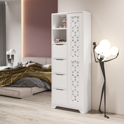 Шкаф напольный YADA MAXI MULTIPURPOSE CABINET WHITE WHITE 65X30X173 СМ. (LEV00285)