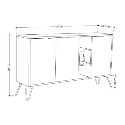 Комод CLARA CONSOLE OAK OAK ANTHRACITE 142X36X83 СМ. (LEV00227)