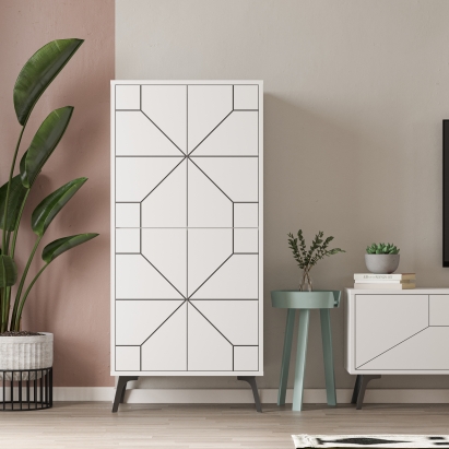 Шкаф напольный DUNE MULTIPURPOSE CABINET WHITE WHITE 63X36X136 СМ. (LEV00296)