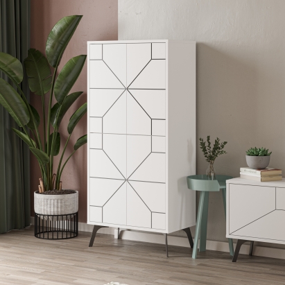 Шкаф напольный DUNE MULTIPURPOSE CABINET WHITE WHITE 63X36X136 СМ. (LEV00296)