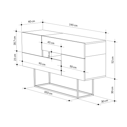 Комод EROS CONSOLE LIGHT MOCHA LIGHT MOCHA LAGINA 145X40X82 СМ. (LEV00246)