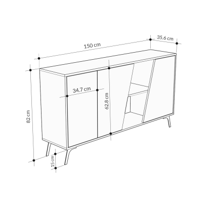 Комод FIONA CONSOLE 150 OAK OAK RETRO GRAY 150X36X82 СМ. (LEV00264)