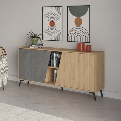 Комод FIONA CONSOLE 180 OAK OAK RETRO GRAY 180X36X82 СМ. (LEV00260)