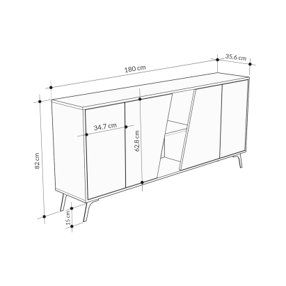 Комод FIONA CONSOLE 180 OAK OAK RETRO GRAY 180X36X82 СМ. (LEV00260)