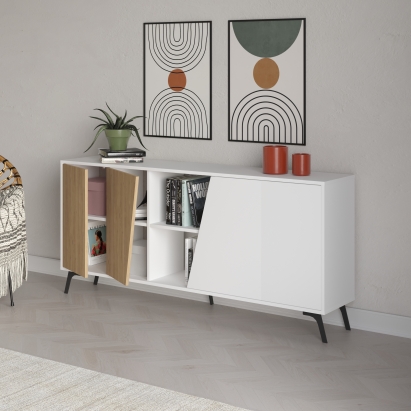 Комод FIONA CONSOLE 180 WHITE WHITE OAK 180X36X82 СМ. (LEV00258)