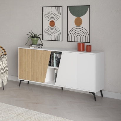 Комод FIONA CONSOLE 180 WHITE WHITE OAK 180X36X82 СМ. (LEV00258)