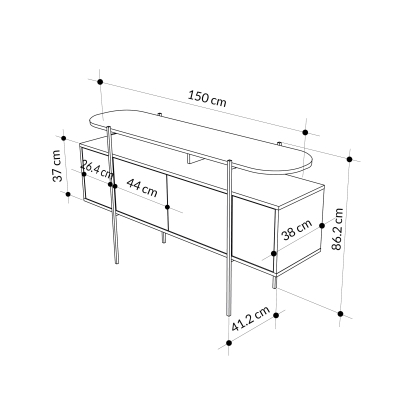 Комод HANLEY CONSOLE CARRARA OAK CARRARA 150X38X86 СМ. (LEV00284)