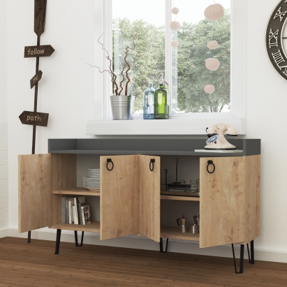 Комод DEA CONSOLE TABLE OAK ANTHRACITE OAK 140X36X80 СМ. (LEV00222)