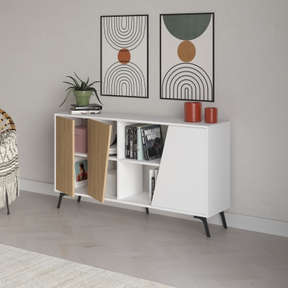 Комод FIONA CONSOLE 150 WHITE WHITE OAK 150X36X82 СМ. (LEV00262)