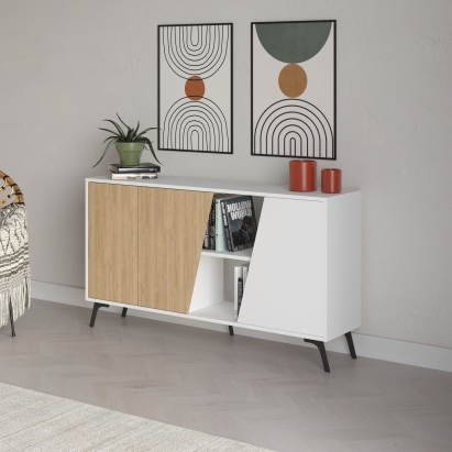 Комод FIONA CONSOLE 150 WHITE WHITE OAK 150X36X82 СМ. (LEV00262)