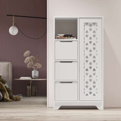 Шкаф напольный YADA MINI MULTIPURPOSE CABINET WHITE WHITE 65X30X122 СМ. (LEV00286)