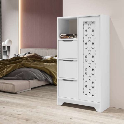 Шкаф напольный YADA MINI MULTIPURPOSE CABINET WHITE WHITE 65X30X122 СМ. (LEV00286)