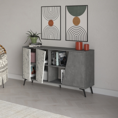 Комод FIONA CONSOLE 150 RETRO GRAY RETRO GRAY CARRARA 150X36X82 СМ. (LEV00265)