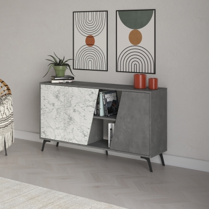 Комод FIONA CONSOLE 150 RETRO GRAY RETRO GRAY CARRARA 150X36X82 СМ. (LEV00265)