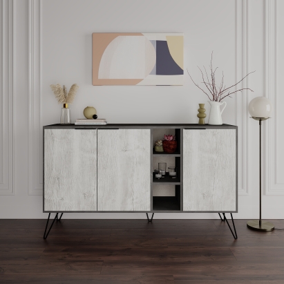 Комод CLARA CONSOLE RETRO GRAY RETRO GRAY ANCIENT WHITE 142X36X83 СМ. (LEV00248)