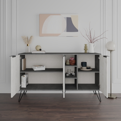 Комод CLARA CONSOLE RETRO GRAY RETRO GRAY ANCIENT WHITE 142X36X83 СМ. (LEV00248)