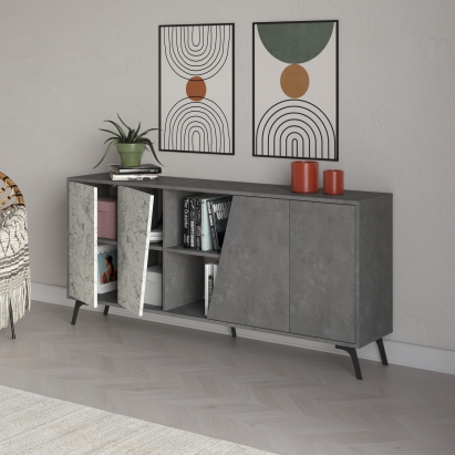 Комод FIONA CONSOLE 180 RETRO GRAY RETRO GRAY CARRARA 180X36X82 СМ. (LEV00261)