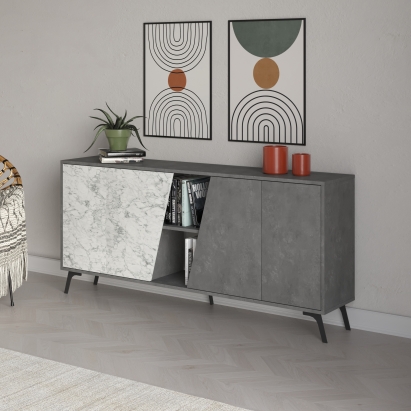 Комод FIONA CONSOLE 180 RETRO GRAY RETRO GRAY CARRARA 180X36X82 СМ. (LEV00261)