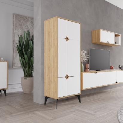 Шкаф напольный SPARK MULTIPURPOSE CABINET OAK WHITE 60X36X151 СМ. (LEV00294)