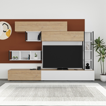 Тумба под ТВ TRONADOR TV UNIT OAK OAK WHITE 260X40X181 СМ. (LEV00493)